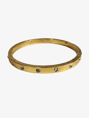 Kate Spade Set in Stone Hinged Bangle, Gold Metal, Stones, 2.13"